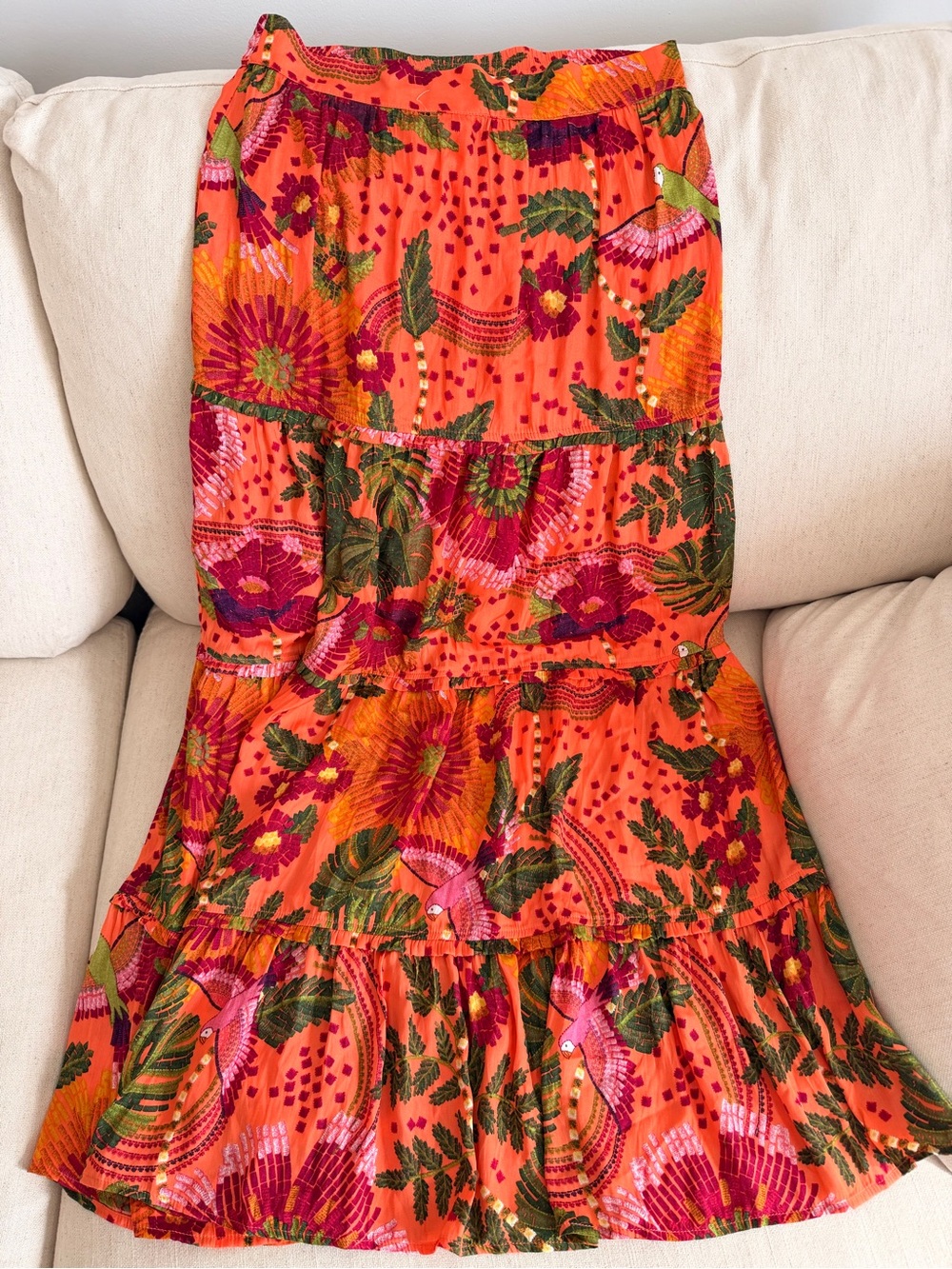 Set: Joie Orange Floral Tiered Sundress with Pink and Green Accents